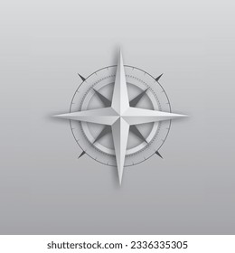 Abstract 3d compass logo isolated on grey background. Windrose symbol for transportation and logistic company