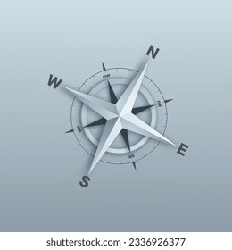 Abstract 3d compass logo isolated on grey background. Windrose symbol for transportation and logistic company