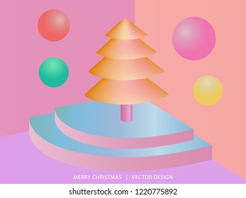 Abstract 3d composition. Geometric shapes background for product display. Christmas Vector design.