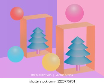 Abstract 3d composition. Geometric shapes background for product display. Christmas Vector design.