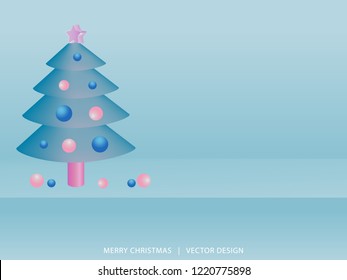 Abstract 3d composition. Product display with Christmas tree and empty space background. Christmas Vector design.