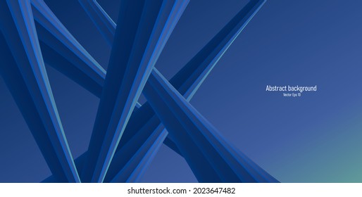 Abstract 3d Composition Of Volume Pillars In Random Crossing, Science Fiction Blue Background, Abstract Wallpaper