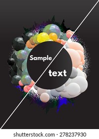 Abstract 3D concept illustration, sphere triangle, background black