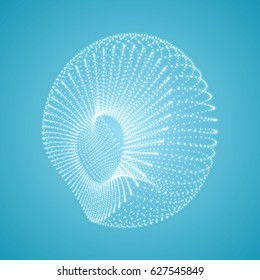 Abstract 3D Connection Structure. Geometric Shape for Design. Molecular grid. 3D Technology Style with Particle.