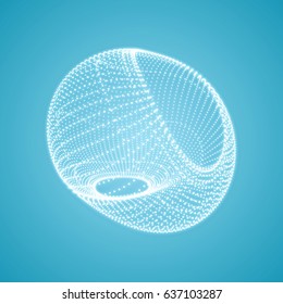 Abstrakte 3D-Verbindungsstruktur. Geometrische Form für Design. Molekulares Gitter. 3D-Technologie-Stil mit Teilchen.