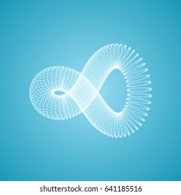 Abstract 3D Connection Structure. Geometric Shape for Design. Molecular grid. 3D Technology Style with Particle.