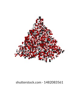 Abstract 3d construction in form of pyramid. Isolated on white background. Vector illustration.