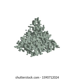 Abstract 3d construction in form of pyramid. Isolated on white background. Vector illustration.