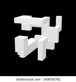 Abstract 3d construction. Isolated on black background. Vector illustration.