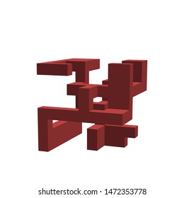 Abstract 3d construction. Isolated on white background.Vector illustration.