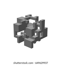 Abstract 3d construction. Isolated on white background.Vector illustration.