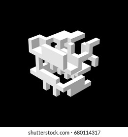Abstract 3d construction. Isolated on black background.Vector illustration.