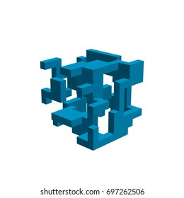 Abstract 3d construction. Isolated on white background.Vector illustration.
