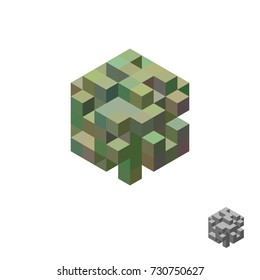 Abstract 3d construction. Isolated on white background.Vector illustration. Isometric view.