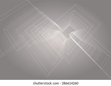 Abstract 3D construction vector illustration.