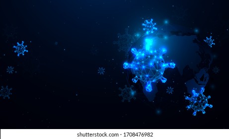 Abstract 3D of Coronavirus background. Coronavirus outbreak and influenza background. Virus Covid 19-nCoV. Novel coronavirus. Low poly vector