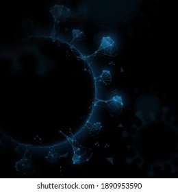 Abstract 3D of Coronavirus outbreak and influenza background. Virus Covid 19-nCoV. Novel coronavirus. Low poly model design. Vector Illustration