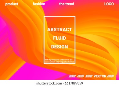 Abstract 3d cover with bright gradient. Abstract liquid fluid color shape. Creative vector concept.  Modern graphic texture. Vector 3d illustration.