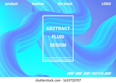Abstract 3d cover with bright gradient. Abstract liquid fluid color shape. Creative vector concept.  Modern graphic texture. Vector 3d illustration.