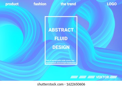 Abstract 3d cover with bright gradient. Abstract liquid fluid color shape. Futuristic concept.  Modern graphic texture. Vector 3d illustration.