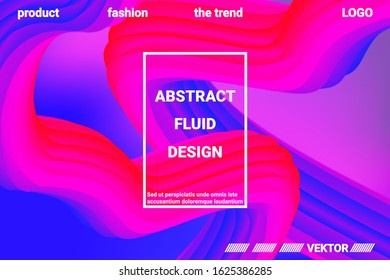 Abstract 3d cover with bright gradient. Abstract liquid fluid color shape. Futuristic concept.  Modern graphic texture. Vector 3d illustration.