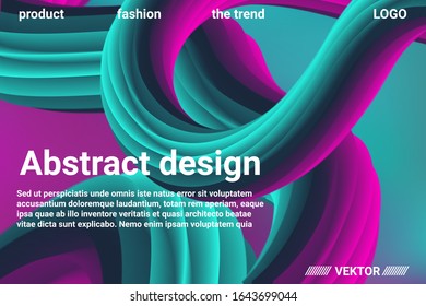 Abstract 3d cover with bright gradient. Abstract liquid fluid color shape. Vibrant Gradient.  Modern graphic texture. Vector 3d illustration.