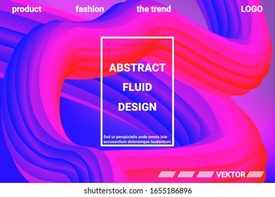 Abstract 3d cover with bright gradient. Abstract liquid fluid color shape. Creative vector concept.  Modern graphic texture. Vector 3d illustration.