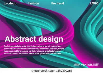 Abstract 3d cover with bright gradient. Abstract liquid fluid color shape. Vibrant Gradient.  Modern graphic texture. Vector 3d illustration.