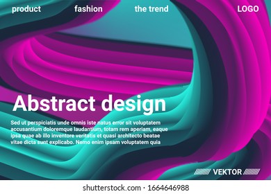 Abstract 3d cover with bright gradient. Abstract liquid fluid color shape. Futuristic concept.  Modern graphic texture. Vector 3d illustration.