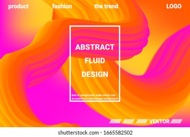 Abstract 3d cover with bright gradient. Abstract liquid fluid color shape. Vibrant Gradient.  Modern graphic texture. Vector 3d illustration.