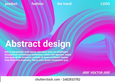Abstract 3d cover with bright gradient. Abstract liquid fluid color shape. Futuristic concept.  Modern graphic texture. Vector 3d illustration.