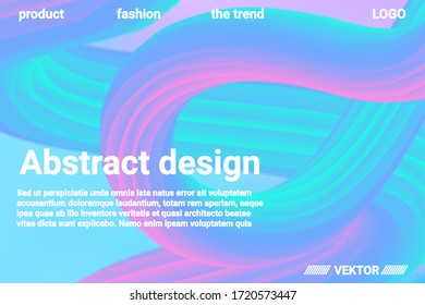 Abstract 3d cover with bright gradient. Abstract liquid fluid color shape. Vibrant Gradient.  Modern graphic texture. Vector 3d illustration.