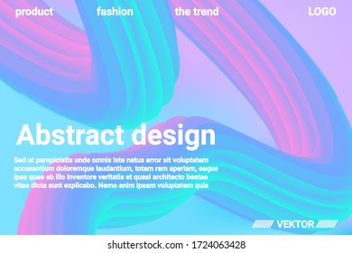 Abstract 3d cover with bright gradient. Abstract liquid fluid color shape. Vibrant Gradient.  Modern graphic texture. Vector 3d illustration.