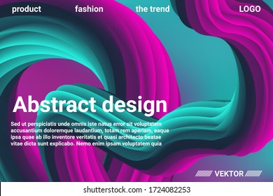 Abstract 3d cover with bright gradient. Abstract liquid fluid color shape. Futuristic concept.  Modern graphic texture. Vector 3d illustration.