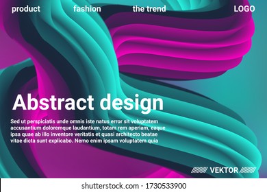 Abstrakte 3D-Abdeckung mit leuchtendem Farbverlauf. Abstrakte flüssige Farbform. Kreatives Vektorkonzept.  Moderne grafische Textur. Vector 3d Abbildung.