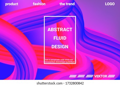 Abstract 3d cover with bright gradient. Abstract liquid fluid color shape. Vibrant Gradient.  Modern graphic texture. Vector 3d illustration.
