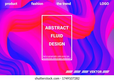 Abstract 3d cover with bright gradient. Abstract liquid fluid color shape. Futuristic concept.  Modern graphic texture. Vector 3d illustration.