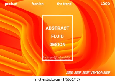 Abstract 3d cover with bright gradient. Abstract liquid fluid color shape. Creative vector concept.  Modern graphic texture. Vector 3d illustration.