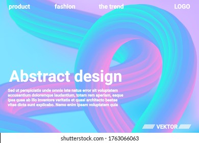 Abstract 3d cover with bright gradient. Abstract liquid fluid color shape. Creative vector concept.  Modern graphic texture. Vector 3d illustration.