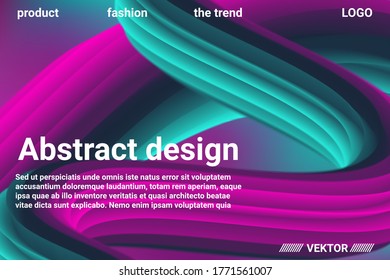 Abstract 3d cover with bright gradient. Abstract liquid fluid color shape. Vibrant Gradient.  Modern graphic texture. Vector 3d illustration.
