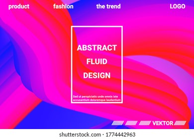 Abstract 3d cover with bright gradient. Abstract liquid fluid color shape. Creative vector concept.  Modern graphic texture. Vector 3d illustration.