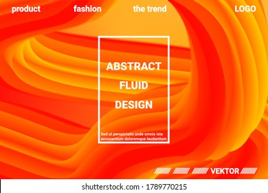 Abstract 3d cover with bright gradient. Abstract liquid fluid color shape. Creative vector concept.  Modern graphic texture. Vector 3d illustration.
