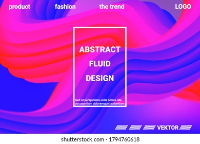 Abstract 3d cover with bright gradient. Abstract liquid fluid color shape. Creative vector concept.  Modern graphic texture. Vector 3d illustration.