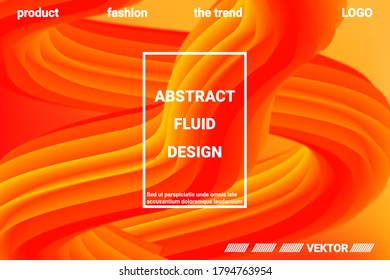 Abstract 3d cover with bright gradient. Abstract liquid fluid color shape. Vibrant Gradient.  Modern graphic texture. Vector 3d illustration.