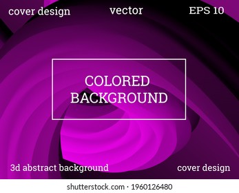 Abstract 3d cover with bright gradient. Volumetric relief striped waves wriggle against a gradient background. It looks like a tube of paste.