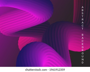 Resumen de la tapa 3d con gradiente brillante. Las ondas rayadas de alivio volumétrico se retuercen contra un fondo degradado. Parece un tubo de pasta.
