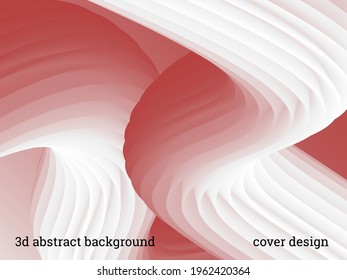 Abstract 3d cover with bright gradient. Volumetric relief striped waves wriggle against a gradient background. It looks like a tube of paste.
