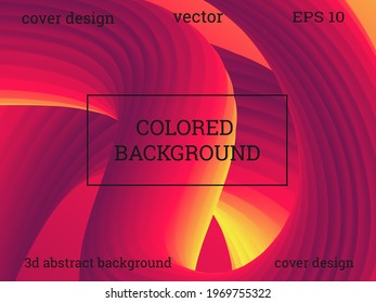 Abstract 3d cover with bright gradient. Volumetric relief striped waves wriggle against a gradient background. It looks like a tube of paste.