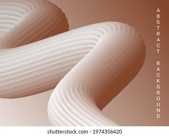 Abstract 3d cover with bright gradient. Volumetric relief striped waves wriggle against a gradient background. It looks like a tube of paste.