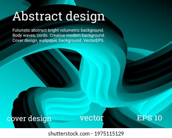 Abstract 3d cover with bright gradient. Volumetric relief striped waves wriggle against a gradient background. It looks like a tube of paste.